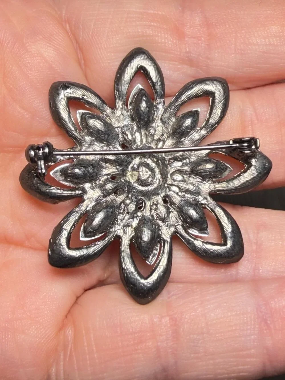 Vintage Rhinestone Flower Brooch Repair Lot Set of 3 Upcycle Craft Jewelry